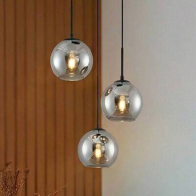Hanglamp Jurian Lindby, dimbaar, alu / grijs / zink, Woon-/ Eetkamer, Glas, Modern, hanglamp Hanglamp Jurian Lindby, dimbaar, alu / grijs / zink, Woon-/ Eetkamer, Glas, Modern, hanglamp