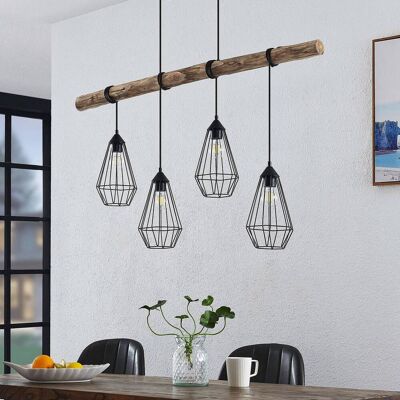 Hanglamp Eldarion Lindby, dimbaar, hout licht, Woon-/ Eetkamer, metaal, Landelijk, hanglamp Hanglamp Eldarion Lindby, dimbaar, hout licht, Woon-/ Eetkamer, metaal, Landelijk, hanglamp