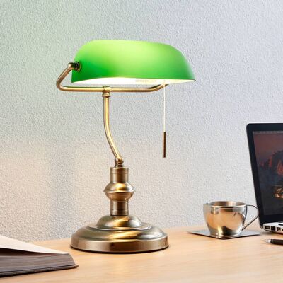 Bureaulamp Milenka Lindby, brons / oud-messing, Woon-/ Eetkamer, metaal, Antiek, bureaulamp Bureaulamp Milenka Lindby, brons / oud-messing, Woon-/ Eetkamer, metaal, Antiek, bureaulamp