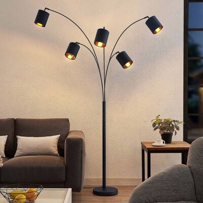Lindby vloerlamp Abiram, zwart/goud, textiel, 70cm Abiram, zwart, Woon-/ Eetkamer, metaal, Modern, vloerlamp Lindby vloerlamp Abiram, zwart/goud, textiel, 70cm Abiram, zwart, Woon-/ Eetkamer, metaal, Modern, vloerlamp