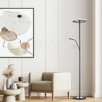 FISCHER & HONSEL LED-uplighter vloerlamp Dent, dimbaar, zwart, Woon-/ Eetkamer, metaal, Modern, LED vloerlamp FISCHER & HONSEL LED-uplighter vloerlamp Dent, dimbaar, zwart, Woon-/ Eetkamer, metaal, Modern, LED vloerlamp
