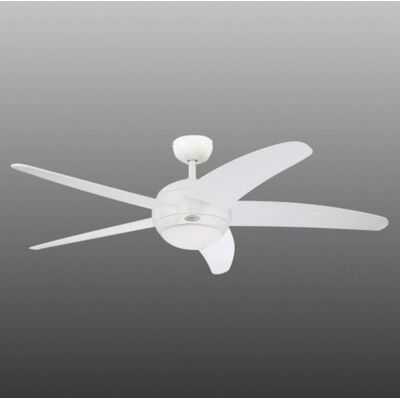 Westinghouse Bendan - Ventilator met vijf bladen, wit, wit / opaal, Woon-/ Eetkamer, Hout, Modern Westinghouse Bendan - Ventilator met vijf bladen, wit, wit / opaal, Woon-/ Eetkamer, Hout, Modern
