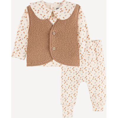 LA REDOUTE COLLECTIONS 3-delige set van zachte, warme jersey en een sherpa-jasje, met bloemenprint LA REDOUTE COLLECTIONS 3-delige set van zachte, warme jersey en een sherpa-jasje, met bloemenprint
