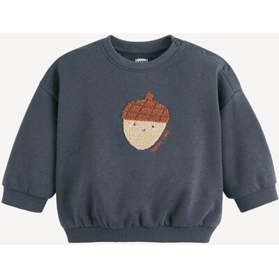 LA REDOUTE COLLECTIONS Sweatshirt in molton met hazelnootmotief in bouclette en drukknopen LA REDOUTE COLLECTIONS Sweatshirt in molton met hazelnootmotief in bouclette en drukknopen
