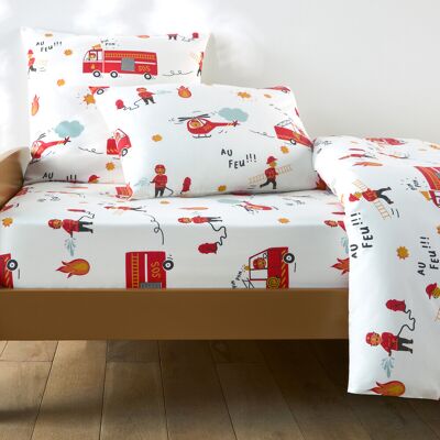 SO'HOME Hoeslaken voor kinderen, 30% gerecycled katoen, brandweerman opdruk, kap van 25 cm, BRANDWEERMAN SAM SO'HOME Hoeslaken voor kinderen, 30% gerecycled katoen, brandweerman opdruk, kap van 25 cm, BRANDWEERMAN SAM