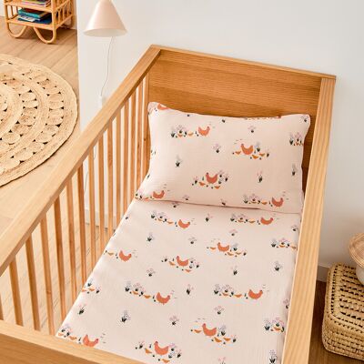 LA REDOUTE INTERIEURS Hoeslaken voor baby's, van biologisch tetra, omslag 17 cm, met kippenprint, POULETTE LA REDOUTE INTERIEURS Hoeslaken voor baby's, van biologisch tetra, omslag 17 cm, met kippenprint, POULETTE
