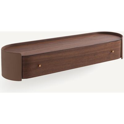 AM.PM Wandconsole van walnootfineer en leer, Firmo AM.PM Wandconsole van walnootfineer en leer, Firmo
