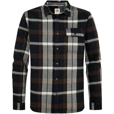 PETROL INDUSTRIES Slim-fit overhemd, geruite print, lange mouwen PETROL INDUSTRIES Slim-fit overhemd, geruite print, lange mouwen