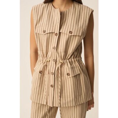 DES PETITS HAUTS Gestreept mouwloos jasje, VALENTINA DES PETITS HAUTS Gestreept mouwloos jasje, VALENTINA