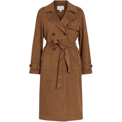 VILA Lange trenchcoat van suèdine VILA Lange trenchcoat van suèdine