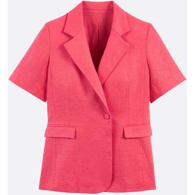 LA REDOUTE COLLECTIONS Lange rechte linnen blazer met korte mouwen LA REDOUTE COLLECTIONS Lange rechte linnen blazer met korte mouwen
