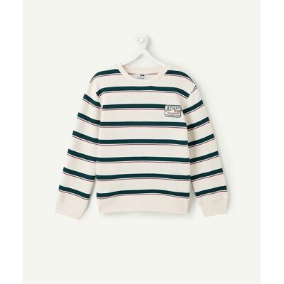 TAPE A L'OEIL Gestreepte T-shirt met lange mouwen, geborduurde badge op de borst TAPE A L'OEIL Gestreepte T-shirt met lange mouwen, geborduurde badge op de borst