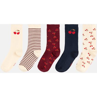 LA REDOUTE COLLECTIONS Set van 5 paar sokken met kersenmotief LA REDOUTE COLLECTIONS Set van 5 paar sokken met kersenmotief