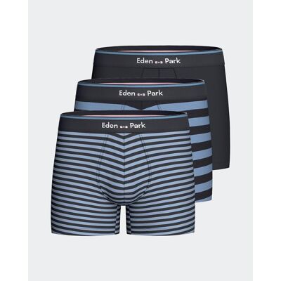 EDEN PARK Set van 2 boxershorts, 1 effen en 2 met streepjes EDEN PARK Set van 2 boxershorts, 1 effen en 2 met streepjes