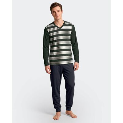 EDEN PARK Lange pyjama, effen broek, gestreept shirt met lange mouwen EDEN PARK Lange pyjama, effen broek, gestreept shirt met lange mouwen