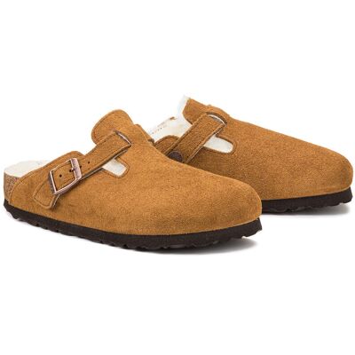 BIRKENSTOCK Boston Sherling gevoerde klompen in suède leer BIRKENSTOCK Boston Sherling gevoerde klompen in suède leer