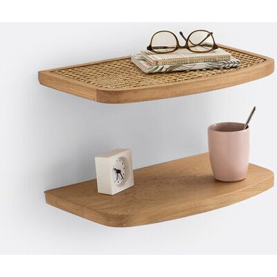 LA REDOUTE INTERIEURS Set van 2 wandplanken eik en rotan, Buisseau LA REDOUTE INTERIEURS Set van 2 wandplanken eik en rotan, Buisseau