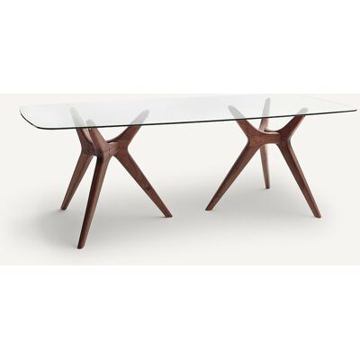 AM.PM Rechthoekige tafel van glas en notenhout, Maricielo AM.PM Rechthoekige tafel van glas en notenhout, Maricielo