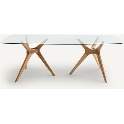 AM.PM Rechthoekige tafel van glas en eikenhout, Maricielo AM.PM Rechthoekige tafel van glas en eikenhout, Maricielo