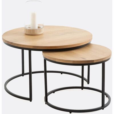 LA REDOUTE INTERIEURS Set van 2 eiken nesting salontafels, Hiba LA REDOUTE INTERIEURS Set van 2 eiken nesting salontafels, Hiba
