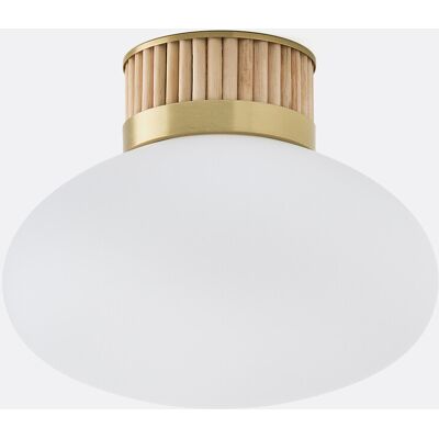 LA REDOUTE INTERIEURS Plafondlamp of wandlamp, in messing, bamboe en opaline glas, DOLCE LA REDOUTE INTERIEURS Plafondlamp of wandlamp, in messing, bamboe en opaline glas, DOLCE