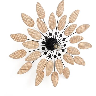 LA REDOUTE INTERIEURS Wand- of plafondlamp in staal en riet, diameter 71,5 cm, LÉONIE LA REDOUTE INTERIEURS Wand- of plafondlamp in staal en riet, diameter 71,5 cm, LÉONIE