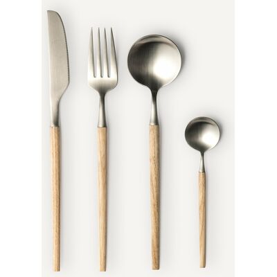 AM.PM Bestek 16-delig, inox en essenhout, Emako AM.PM Bestek 16-delig, inox en essenhout, Emako