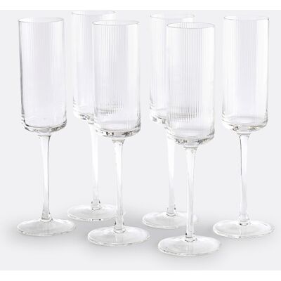 LA REDOUTE INTERIEURS Set van 6 champagneglazen in geribbeld glas, Stria LA REDOUTE INTERIEURS Set van 6 champagneglazen in geribbeld glas, Stria
