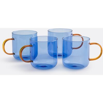 LA REDOUTE INTERIEURS Set van 4 glazen mokken met gekleurde handvatten, Oryn LA REDOUTE INTERIEURS Set van 4 glazen mokken met gekleurde handvatten, Oryn