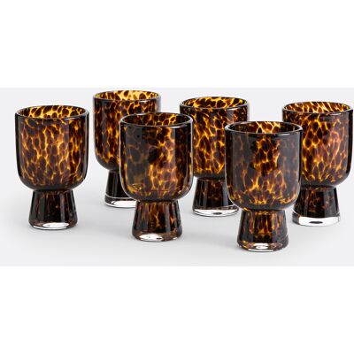 LA REDOUTE INTERIEURS Set van 6 glazen op voet in amberkleurig glas, Fauvita LA REDOUTE INTERIEURS Set van 6 glazen op voet in amberkleurig glas, Fauvita
