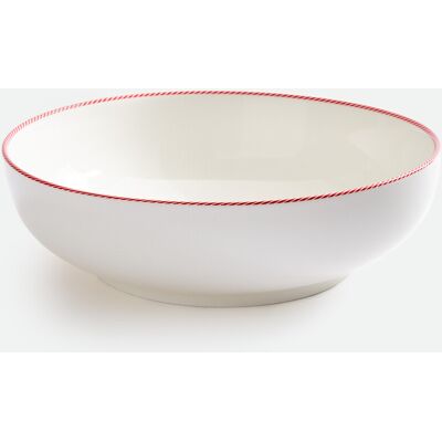 LA REDOUTE INTERIEURS Saladekom met rood met witte rand, porselein, CANDIE LA REDOUTE INTERIEURS Saladekom met rood met witte rand, porselein, CANDIE