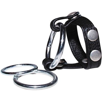 Bad Kitty - leren ballenring en penismanschette - zwart Bad Kitty - leren ballenring en penismanschette - zwart