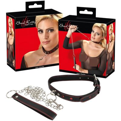 Bad Kitty - halsband met hartje en metalen ketting - zwart Bad Kitty - halsband met hartje en metalen ketting - zwart