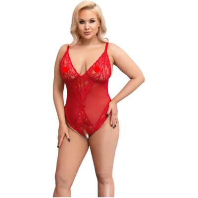 Cottelli Curves - doorzichtige kanten body (rood) - 3XL Cottelli Curves - doorzichtige kanten body (rood) - 3XL
