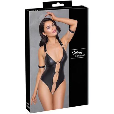 Cottelli Bondage - open body met ringen - glanzend zwart - XL Cottelli Bondage - open body met ringen - glanzend zwart - XL