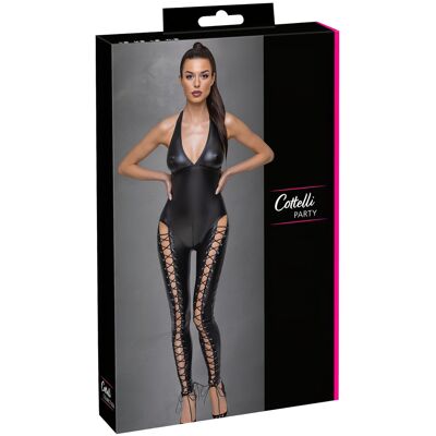 Cottelli Party - halter jumpsuit met veter (zwart) - XL Cottelli Party - halter jumpsuit met veter (zwart) - XL