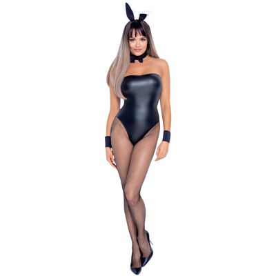 Cottelli - bunny kostuum - glanzend, sexy konijnenset - 5-delig - M Cottelli - bunny kostuum - glanzend, sexy konijnenset - 5-delig - M