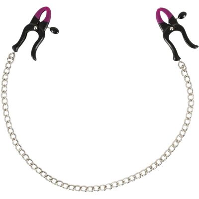 Bad Kitty - tepelklemmen met ketting - paars zwart Bad Kitty - tepelklemmen met ketting - paars zwart
