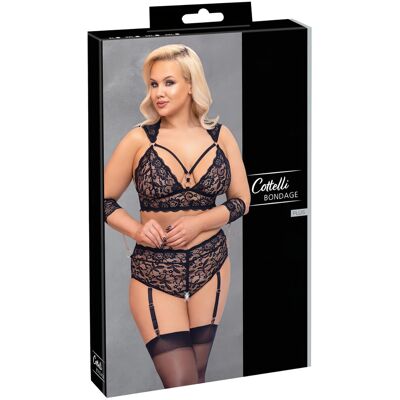 Cottelli Bondage Plus Size - kanten beha set (zwart) - 3XL Cottelli Bondage Plus Size - kanten beha set (zwart) - 3XL