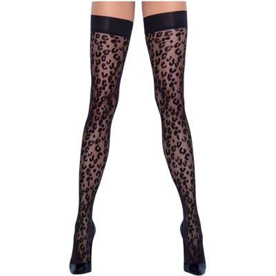 Cottelli Legwear - hold-up kousen - panterprint - zwart - 5 Cottelli Legwear - hold-up kousen - panterprint - zwart - 5