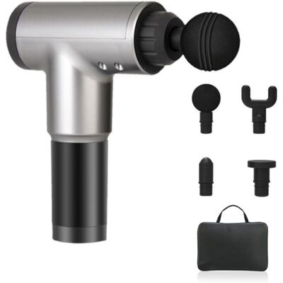 Riaxyoo Professioneel Massage Apparaat Gun Inclusief Opbergtas - 4 Standen - 4 Koppen - Sport en Relax - Zilver Riaxyoo Professioneel Massage Apparaat Gun Inclusief Opbergtas - 4 Standen - 4 Koppen - Sport en Relax - Zilver