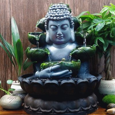 VINRITO Sier Waterval Boeddha Beeld - LED Fontein Decor Feng Shui Ornament VINRITO Sier Waterval Boeddha Beeld - LED Fontein Decor Feng Shui Ornament