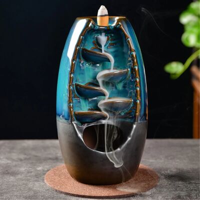 Minideal Aromatherapie Sier Wierookbrander Waterval Terugstromen - Backflow Incense Burner Feng Shui Decor Ornament Lichtblauw Minideal Aromatherapie Sier Wierookbrander Waterval Terugstromen - Backflow Incense Burner Feng Shui Decor Ornament Lichtblauw