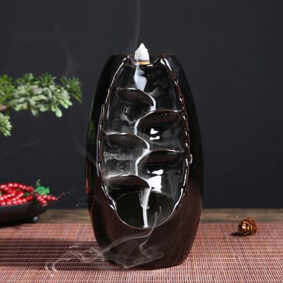 Minideal Aromatherapie Sier Wierookbrander Waterval Terugstromen - Backflow Incense Burner Feng Shui Decor Ornament Zwart Minideal Aromatherapie Sier Wierookbrander Waterval Terugstromen - Backflow Incense Burner Feng Shui Decor Ornament Zwart