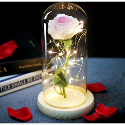 Stuff Certified® Kunst Roos in Glazen Stolp met Verlichting - Zijden Rozen Bloemen Luxe Glas Decor Ornament Stuff Certified® Kunst Roos in Glazen Stolp met Verlichting - Zijden Rozen Bloemen Luxe Glas Decor Ornament