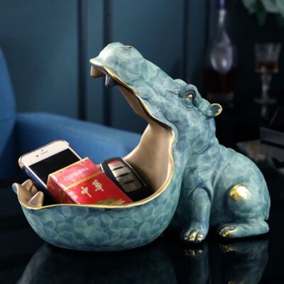Ermakova Nijlpaard Beeld Sleutelhouder - Decor Miniatuur Ornament Hars Sculptuur Bureau Blauw Ermakova Nijlpaard Beeld Sleutelhouder - Decor Miniatuur Ornament Hars Sculptuur Bureau Blauw