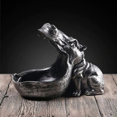 Ermakova Nijlpaard Beeld Sleutelhouder - Decor Miniatuur Ornament Hars Sculptuur Bureau Zilver Ermakova Nijlpaard Beeld Sleutelhouder - Decor Miniatuur Ornament Hars Sculptuur Bureau Zilver