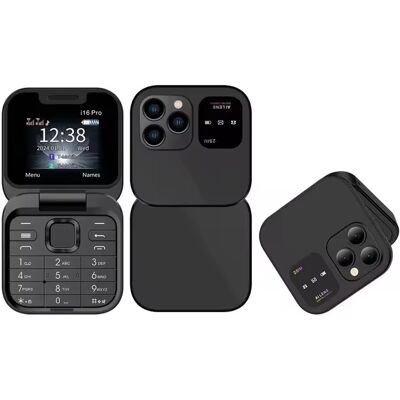 SERVO I16 Pro Mini Vouwbare Telefoon - 1.77 inch HD Scherm - Dual SIM - 1000mAh Batterij - Zwart SERVO I16 Pro Mini Vouwbare Telefoon - 1.77 inch HD Scherm - Dual SIM - 1000mAh Batterij - Zwart