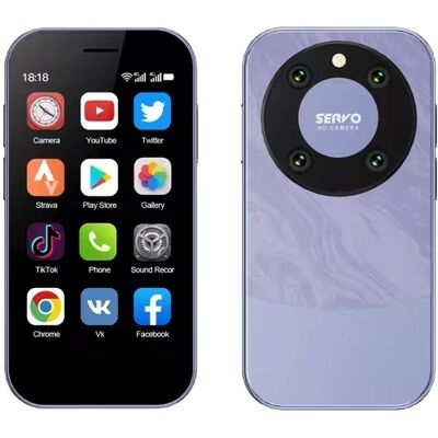 SERVO King 9000 Mini Smartphone - 2 GB RAM - 16 GB Opslag - 5 MP Camera - 2000mAh Batterij - Paars SERVO King 9000 Mini Smartphone - 2 GB RAM - 16 GB Opslag - 5 MP Camera - 2000mAh Batterij - Paars