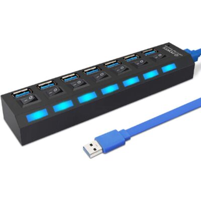 EASYIDEA USB 3.0 Hub met 7 Poorten - 5Gbps Data Overdracht Splitter Aan/Uit Schakelaar EASYIDEA USB 3.0 Hub met 7 Poorten - 5Gbps Data Overdracht Splitter Aan/Uit Schakelaar